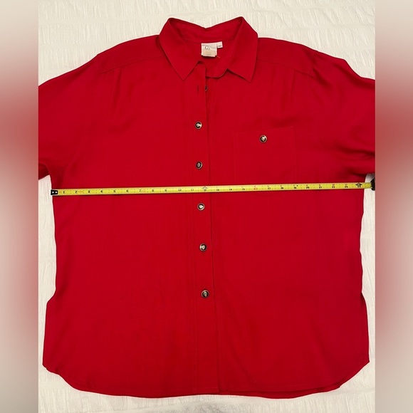 VINTAGE City Combi Delmod Wool Blend Long Sleeve Button Front Shirt Office Chic - Picture 16 of 17